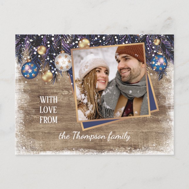 Classic Love Seasons Greetings Woodgrain Pattern Postcard (Front)