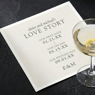 Classic Love Story Timeline Minimalist Wedding Napkin
