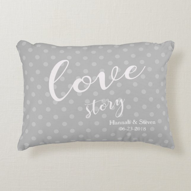 Classic "Love Story" Wedding/Special Occasion Decorative Cushion (Front)