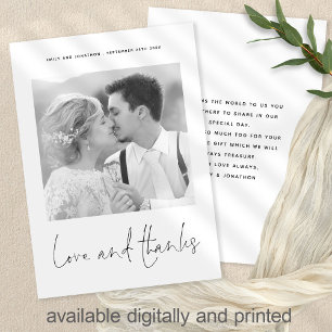 Classic Love Thanks Photo Wedding Thank You Card