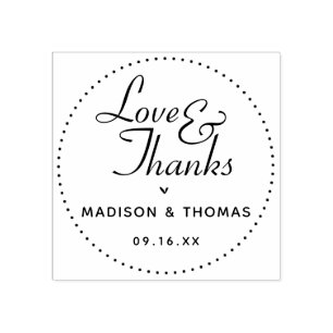 Classic Love & Thanks Wedding Favour Rubber Stamp
