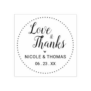 Classic Love & Thanks Wedding Favour Rubber Stamp