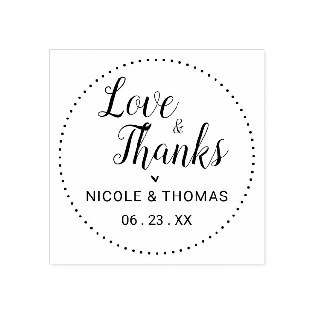 Classic Love & Thanks Wedding Favour Rubber Stamp (Imprint)