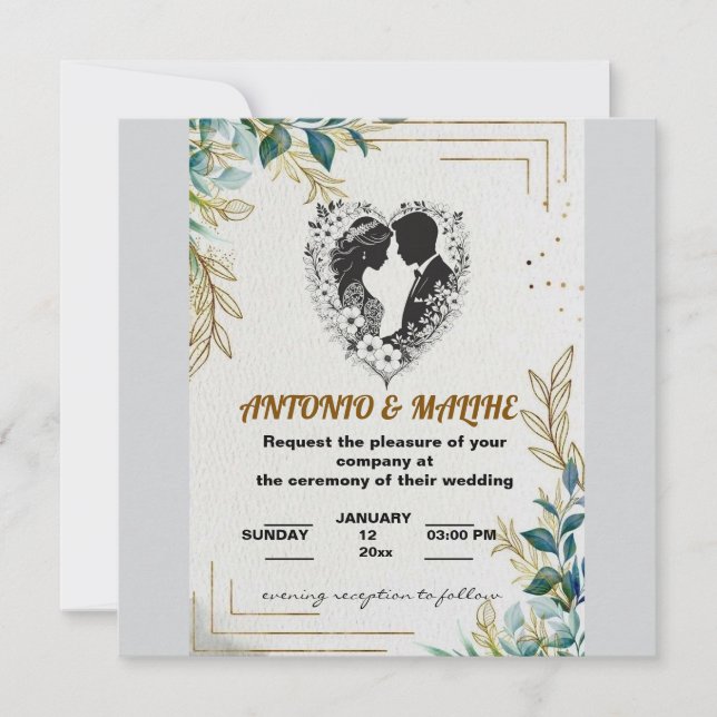 classic love wedding invitation (Front)