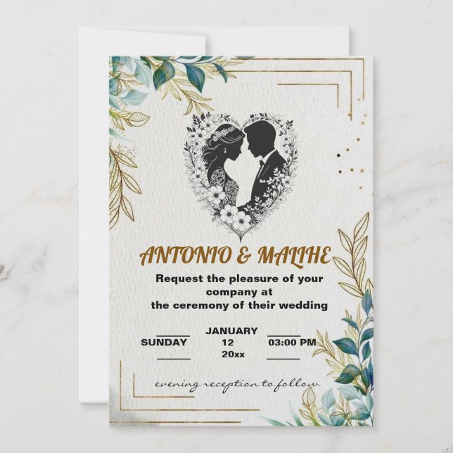 classic love wedding invitation (Front)