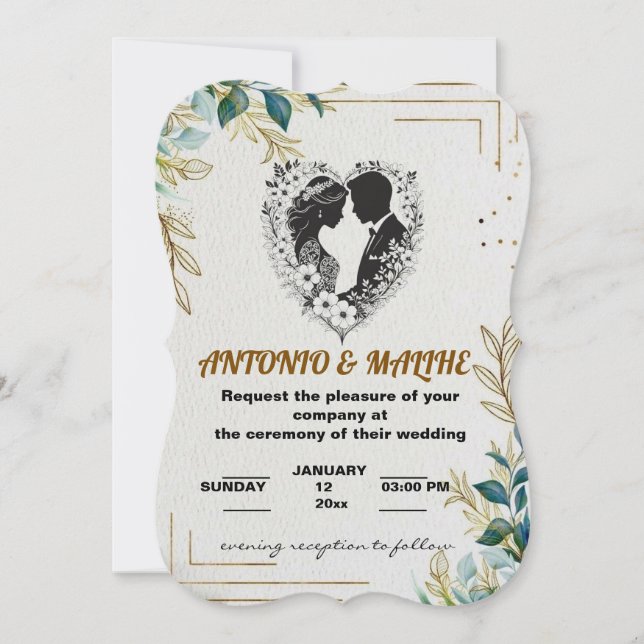 classic love wedding invitation (Front)