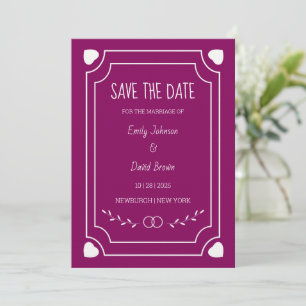 Classic Loving Rings Hearts Plants Save the Date Invitation