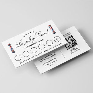 Classic Loyalty Travel Barber Pole Minimal White Business Card
