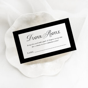 Classic Luxe   Black and White Diaper Raffle Enclosure Card