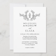Classic Luxe Black and White Monogram Invitation
