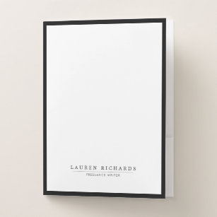 Classic Luxe Black and White Pocket Folder