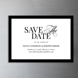 Classic Luxe   Black and White Save the Date Magnetic Invitation