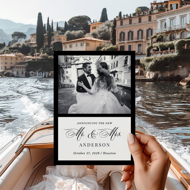 Classic Luxe Black and White Wedding Announcement (Creator Uploaded)