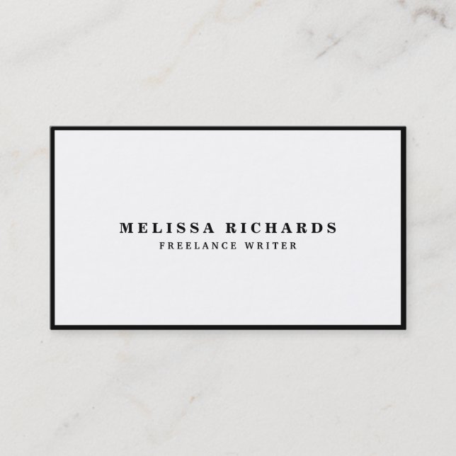 Classic Luxe Black and White with Social Media Business Card (Front)
