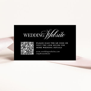 Classic Luxe Black   Wedding Website QR Code Enclosure Card
