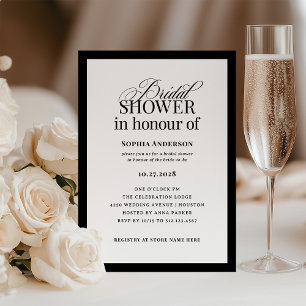Classic Luxe   BRITISH Spelling Bridal Shower Invitation