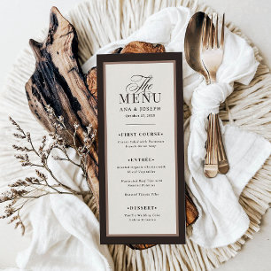 Classic Luxe Brown Neutral Border Wedding Menu