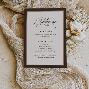 Classic Luxe Brown Neutral Wedding Programme