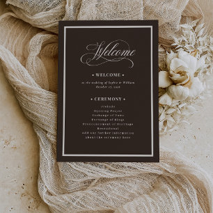 Classic Luxe   Dark Espresso Brown Wedding Programme