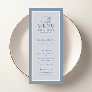 Classic Luxe   Dusty Blue Border Wedding Menu