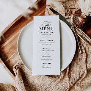 Classic Luxe Elegant Black and White Wedding Menu
