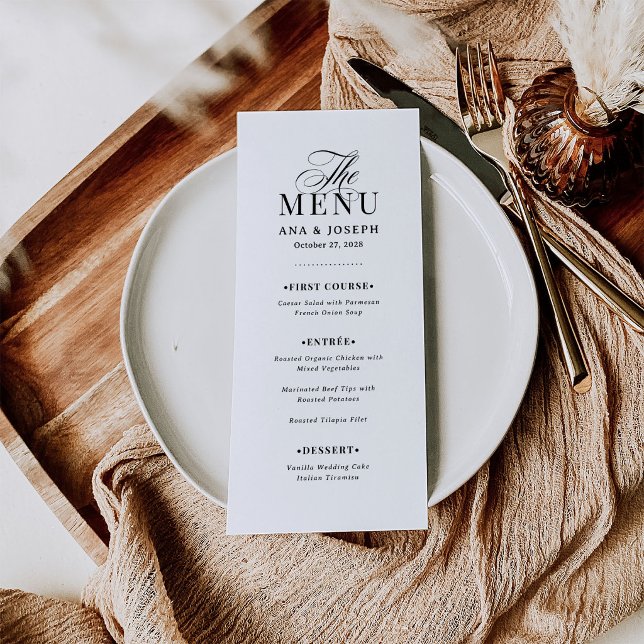 Classic Luxe | Elegant Black and White Wedding Menu (Creator Uploaded)