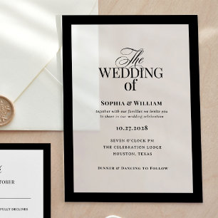 Classic Luxe Elegant Black Frame Wedding Acrylic Invitations