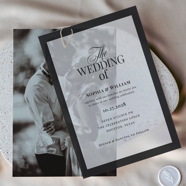 Classic Luxe | Elegant Black Frame Wedding Vellum Invitations (Creator Uploaded)