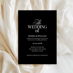 Classic Luxe   Elegant Black Wedding Invitation