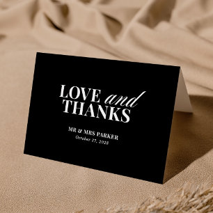 Classic Luxe Elegant Black Wedding Thank You Card