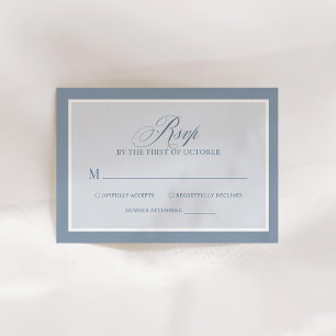 Classic Luxe Elegant Dusty Blue Wedding RSVP Card