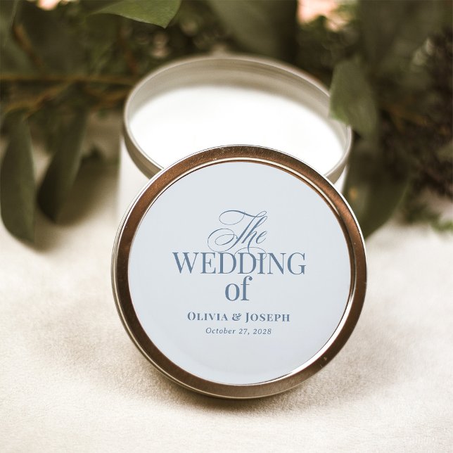 Classic Luxe | Elegant Light Dusty Blue Wedding Classic Round Sticker (Creator Uploaded)