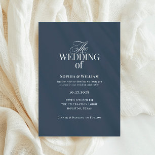 Classic Luxe Elegant Navy Blue Wedding Invitation