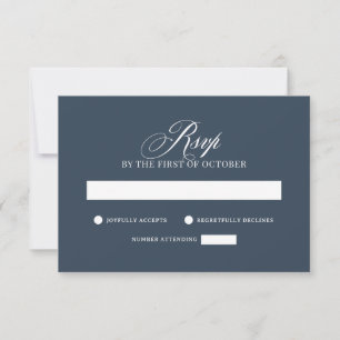 Classic Luxe Elegant Navy Blue Wedding RSVP Card