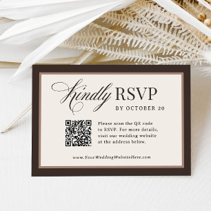 Classic Luxe Elegant Neutral QR Code Wedding RSVP Card