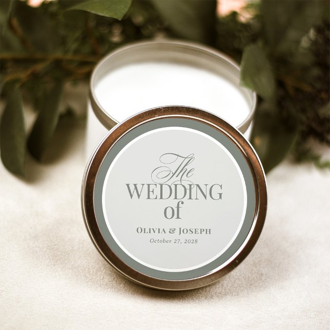 Classic Luxe | Elegant Sage Green Wedding Classic Round Sticker (Creator Uploaded)