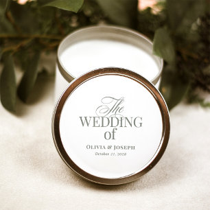 Classic Luxe Elegant White and Sage Green Wedding Classic Round Sticker