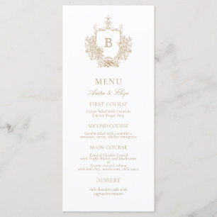 Classic Luxe Gold and White Monogram Wedding Menu