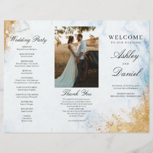 Classic Luxe Marble Trifold Wedding Program Flyer