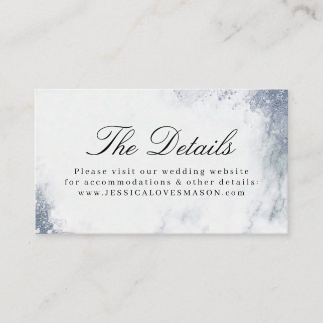 Classic Luxe Marble Wedding Website Insert Card (Front)