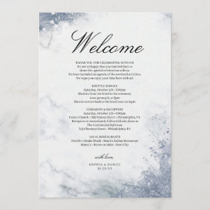 Classic Luxe Marble Wedding Welcome Itinerary Programme