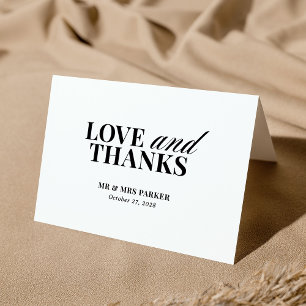 Classic Luxe Modern Black and White Wedding Thank You Card