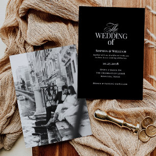 Classic Luxe   Photo Elegant Black Wedding Invitation