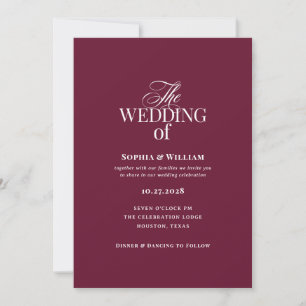 Classic Luxe Photo Elegant Burgundy Wedding Invitation