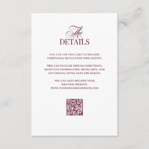 Classic Luxe QR Code Wedding Guest Details Enclosure Card