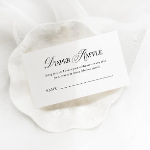 Classic Luxe Simple Black and White Diaper Raffle Enclosure Card