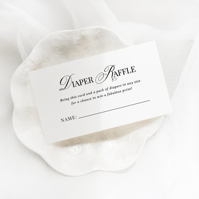 Classic Luxe Simple Black and White Diaper Raffle Enclosure Card (Creator Uploaded)