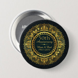 Classic Luxury 50th Wedding Anniversary 7.5 Cm Round Badge