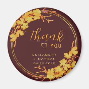 Classic Luxury Burgundy & Gold Wedding Thank You Magnet
