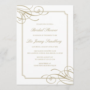 Classic Luxury Gold Frame Bridal Shower Invitation